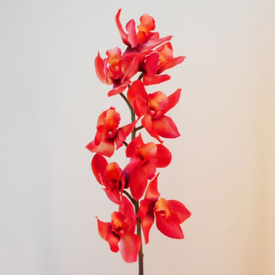 Real Touch Artificial Cymbidium Orchid Coral 85cm Artificial Flowers